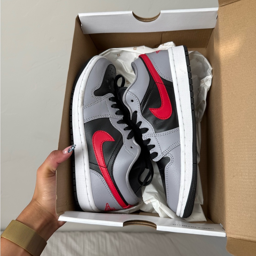Nike Air Jordan 1 Low in Cement Gray and Red
